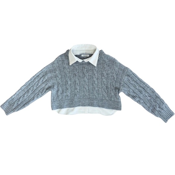 Gloria Jeans Sweaters - Gloria Jeans Girls Grey Cable Knit 2-in-1 Layered Sweater Shirt Size 12-14 164cm